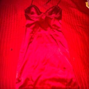 Elegant Red Satin Slip Dress